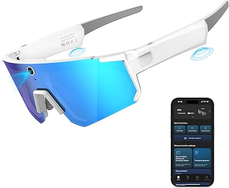 V06 Smart Glasses for Men, Sport AI Camera with EIS+Gyro Stabilization, Polarized Lenses for Cycling, Dual-Mic Noise Cancelling, IP66 Weatherproof, 4GB RAM, AI Glasses with Chat GPT