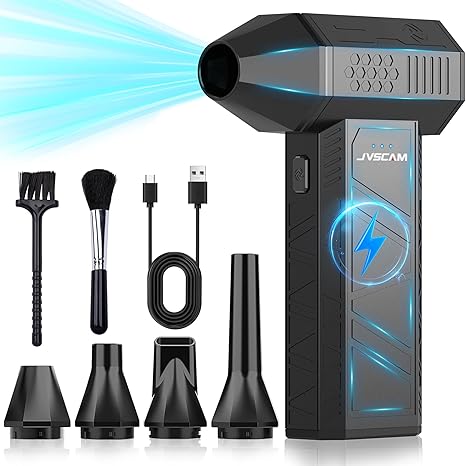 Compressed Air Duster-3 Gear Adjustable 100000RPM Electric Air Duster with LED Light, Rechargeable Cordless Air Blower for Keyboard Electric Devices Cleaning. Replaces Compressed Air Cans (Black)