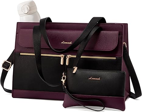 LOVEVOOK Laptop Bag for Women 15.6 Inch Tote Work Professional Leather Computer Briefcase Waterproof Handbag Shoulder Large Capacity Business Teacher Office Crossbody Purse
