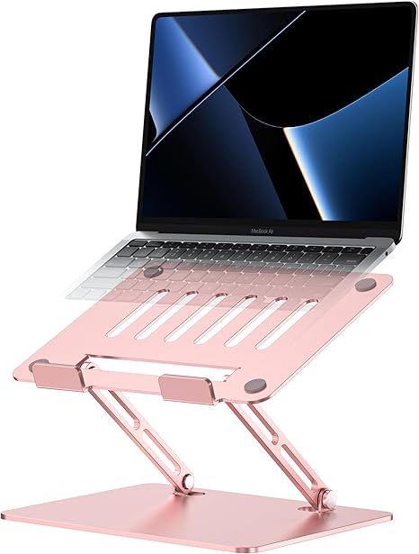 LOXP Ultra-Stable Laptop Stand for Desk with Larger Base, Desktop Organizer, Military-Grade Aluminum Anti-Loosening Structure - Height Adjustable Lectern Stand Suitable for 10-17.3 inch