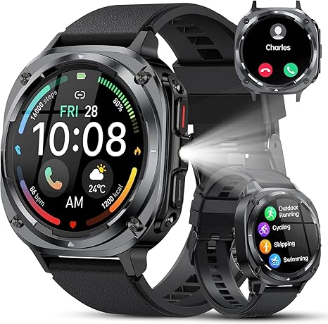 Military Smart Watches for Men(Answer/Make Calls), 1.39" HD Fitness Watch, 24/7 Heart Rate Sleep Monitor, Smart Watch for Men,114+ Sport Modes, IP68 Waterproof Smartwatch for Android iOS, 30Day,