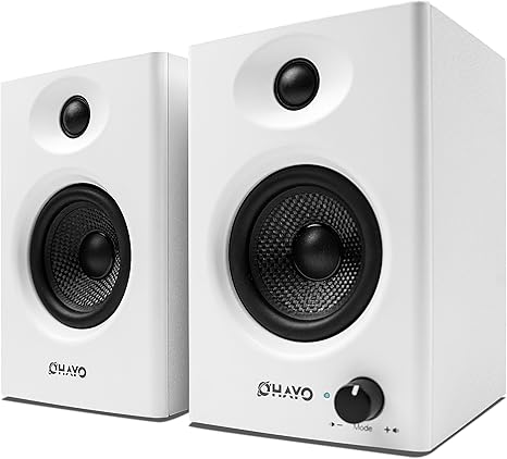 OHAYO 60W Computer Speakers for Music and Gaming, Active Bluetooth 5.3, Stereo 2.0 Speakers for Desktop PC or Laptop, 3.5mm Aux RCA USB Input, 1 Pair